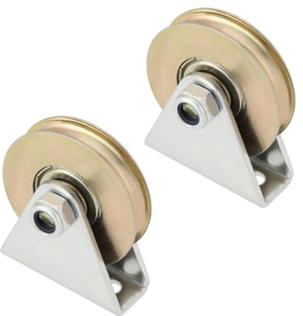 2 stuks U-groef kabelpulley 38mm - Stalen wandmontage - Glijdend wiel lager - Draagvermogen 100kg