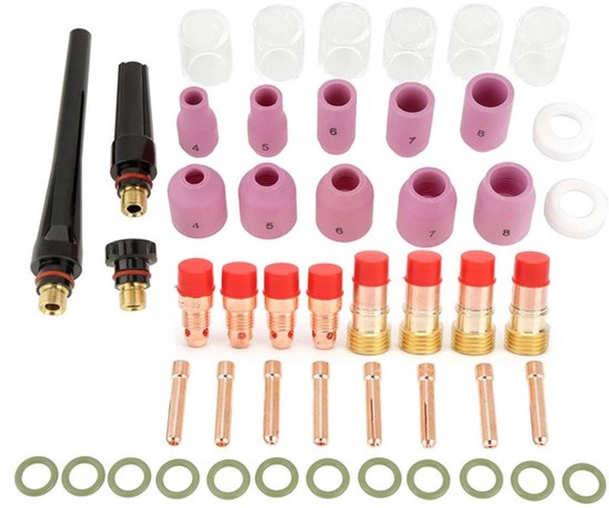 Gaslens Alumina Nozzles Cups Collet Kit, 49 stuks voor lasbrander