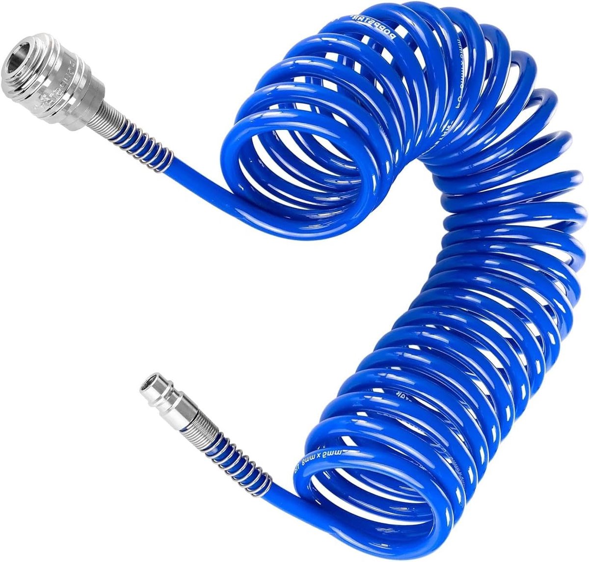 SnelShoppen - 5 m Compressor Hose - Geperforeerde Lucht Spiralslang - 6.5 x 10 mm - Compressed Air Hose met 1/4 Inch Aansluiting - Perfect voor Gasove