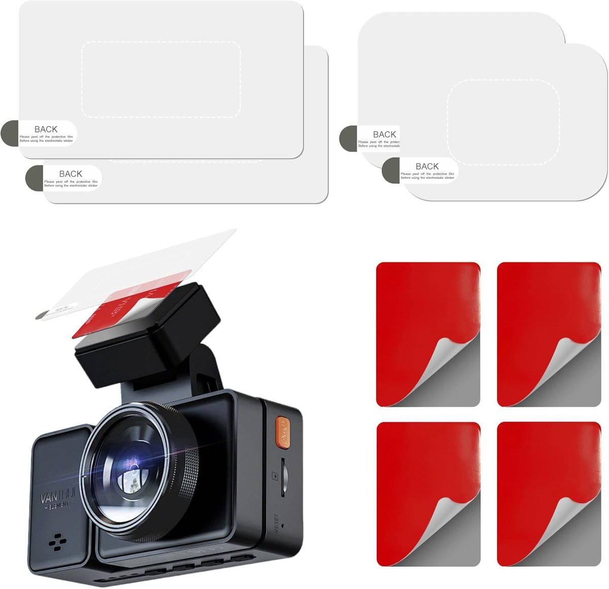 SnelShoppen - Extra Sterke Dashcam Kleefpads voor Voorruit en Dashboard - Antistatische Folies voor Dashcams - Transparante Montage Film - 5 Stuks