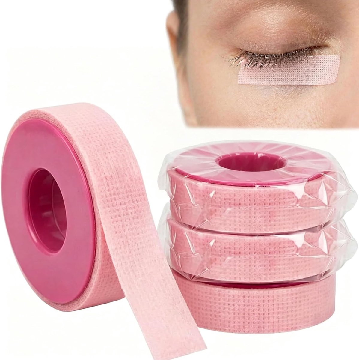 SnelShoppen - 4 Pack Eyelash Tape Micropore Lash Tape voor Wimperextensions & Oogpads - Professionele Isolatietape in Magenta voor Schoonheidssalons