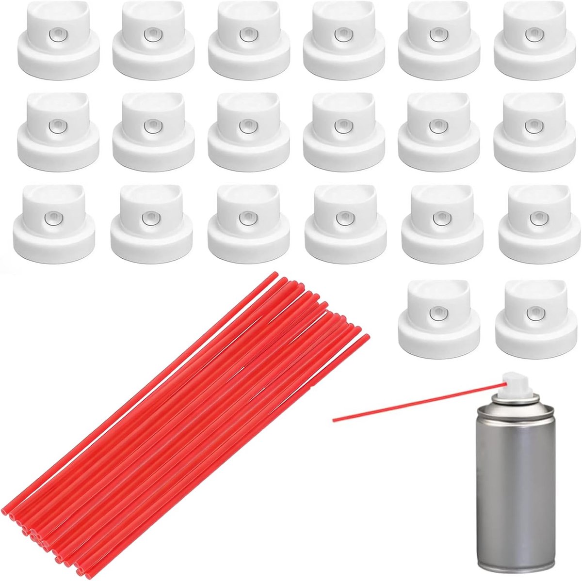 SnelShoppen - Aerosol Set van 20 Vervangende Spray Nozzles, Spray Blikjes, Ventiel Accessoires, PVC Spray Can Bevestigingen, Verlengbuizen voor Huisho