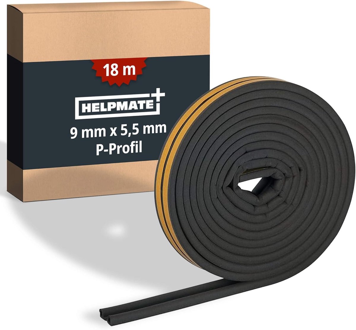 SnelShoppen - Zelfklevende Sealing Tape voor Ramen en Deuren - Isolerende Lijmstrip voor Lucht- en Geluidsdichtheid, 9 x 5.5 mm P-profiel, 18 m, Zwart