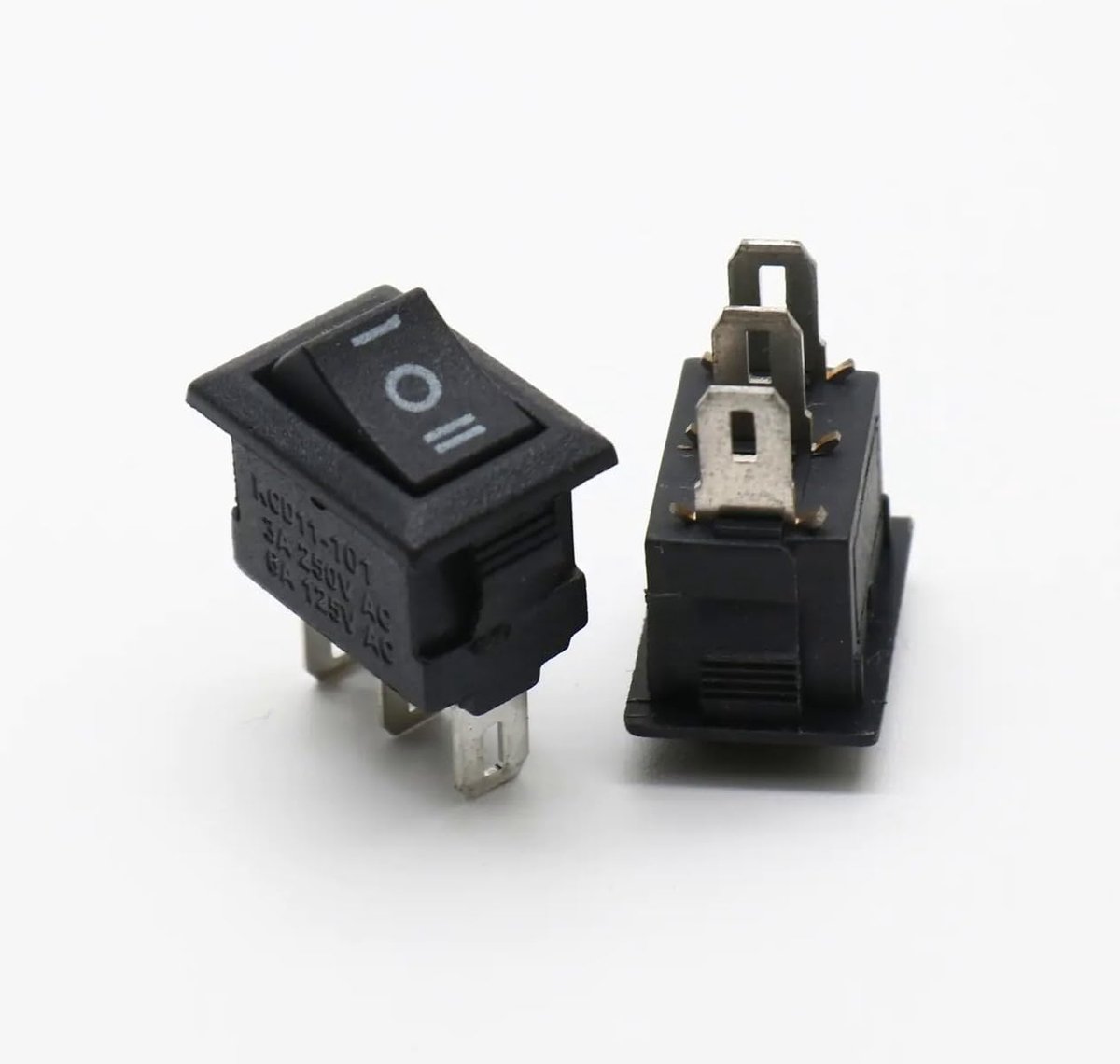 SnelShoppen - Mini Rocker Switch 9x13mm, 3-pins Inverter Schakelaar 250V 3A AC/DC, Zwart Rectangular, 3-pool PRESENT/OFF/PRESENT voor DIY Projecten