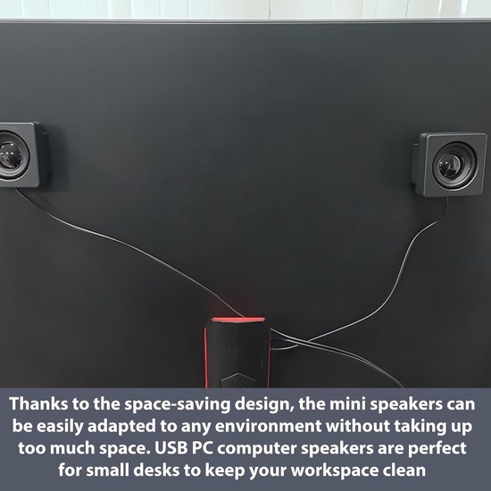 SnelShoppen - Mini USB Speaker met Volume Control - Compacte Stereo Speaker voor PC, Notebook en Laptop - Zwart (USB + 3.5mm) van Snelshoppen — afbeelding 4