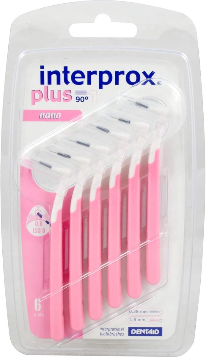 SnelShoppen - Interprox Ragers Plus Nano Pink, 6 Stuks, Effectieve Tandenreinigers, Handige Ragers, Tandverzorging, Voor Gezonde Tanden en Tandenfloss