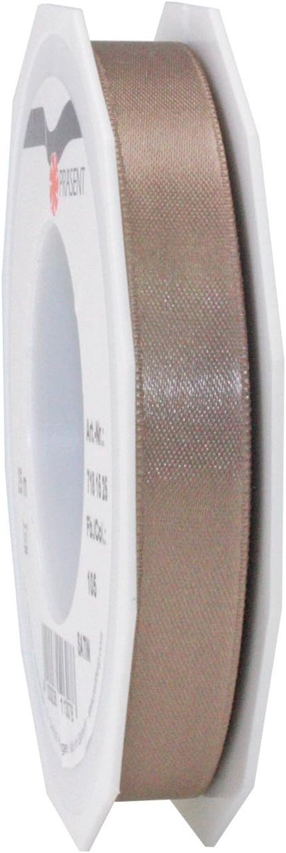SnelShoppen - Taupe Geschenkband, Polyester, 25m Rol 15mm - Perfect voor Versiering, Crafting en Verpakken - Ideaal voor Feesten, Cadeaus en Decoratie