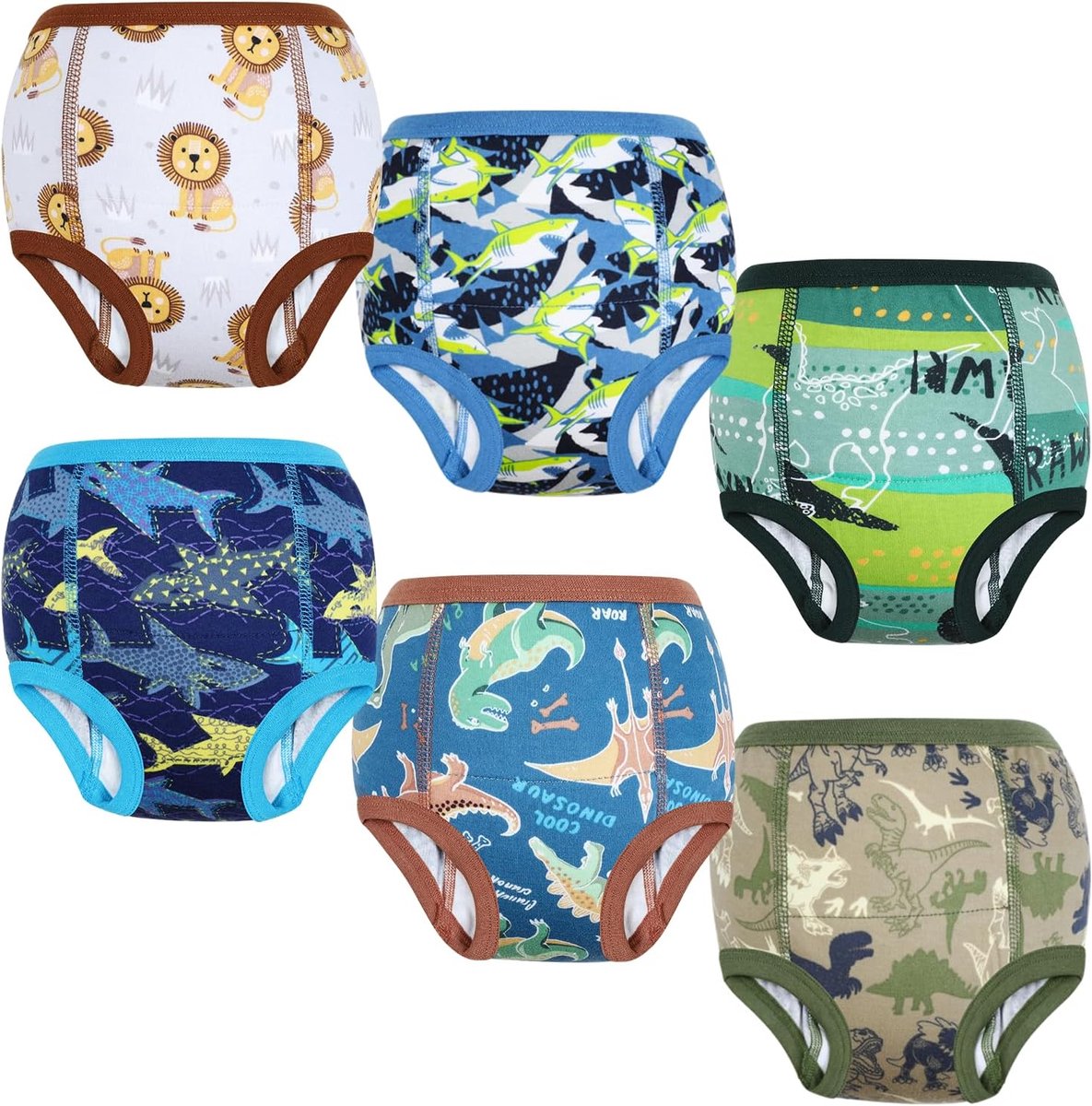SnelShoppen - Absorberende Training Shorts voor Jongens - 6 Packs - Katoen en TPU - Bruin - Comfortabele Onderbroeken voor Toilettraining - Voor Kinde