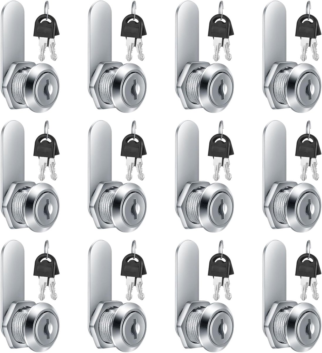 SnelShoppen - 12 Stuks Kastsloten 16mm met Sleutels, Beveiliging voor Meubels, Postvak, Lades, Duurzaam en Roestvrij, Gemakkelijk te Installeren
