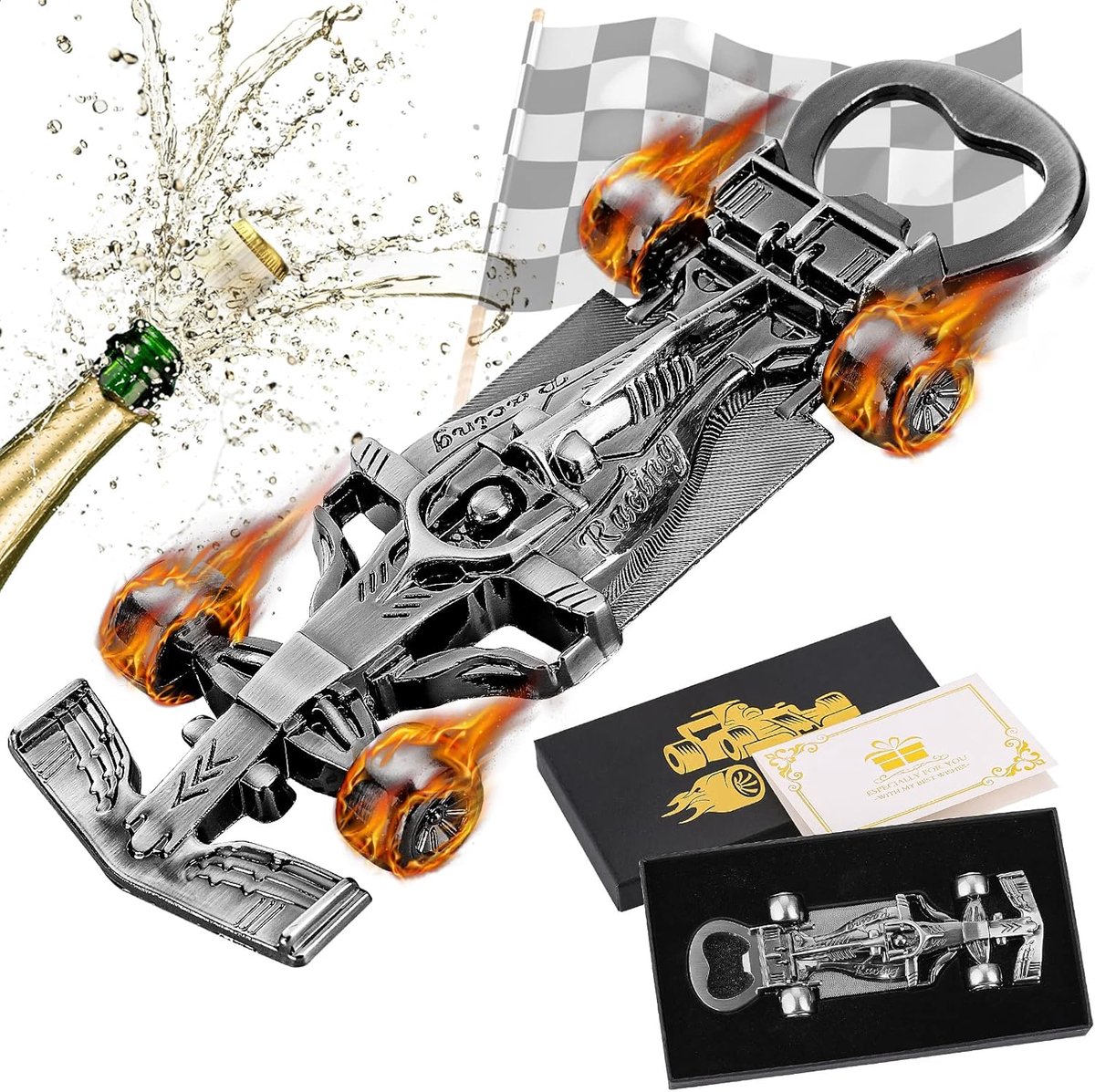 SnelShoppen - LKKCHER Raceauto Flesopener - Unieke Cadeaus voor Mannen - Gouden Cadeaubox - Perfect voor Vader, Vriend, Racing Fans, Kerst, Verjaardag