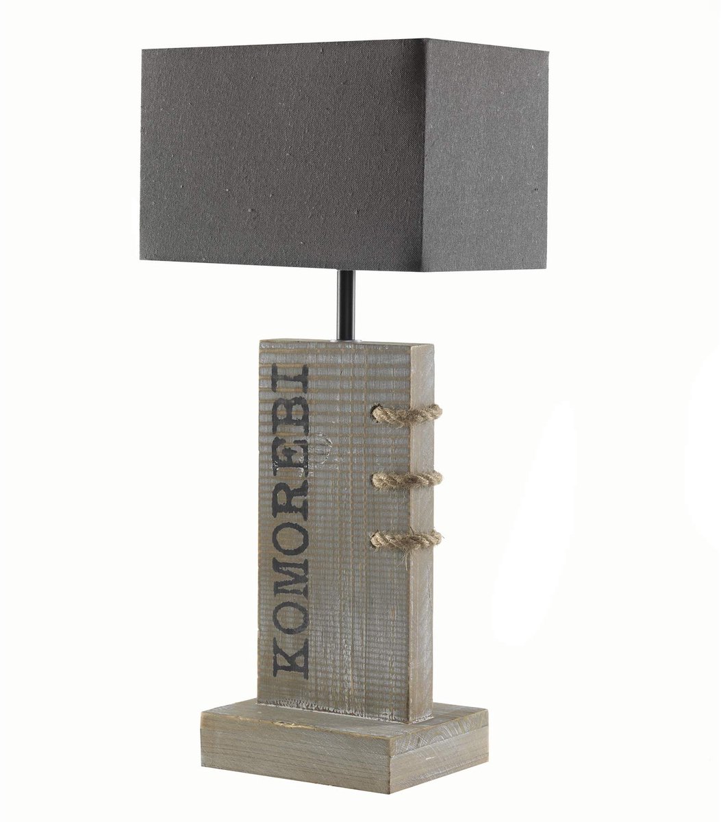 SnelShoppen - Moderne Houten Tafellamp met Grijze Lampenkap E14, 48 cm Hoog, Perfect voor Woonkamer, Slaapkamer of Werkruimte