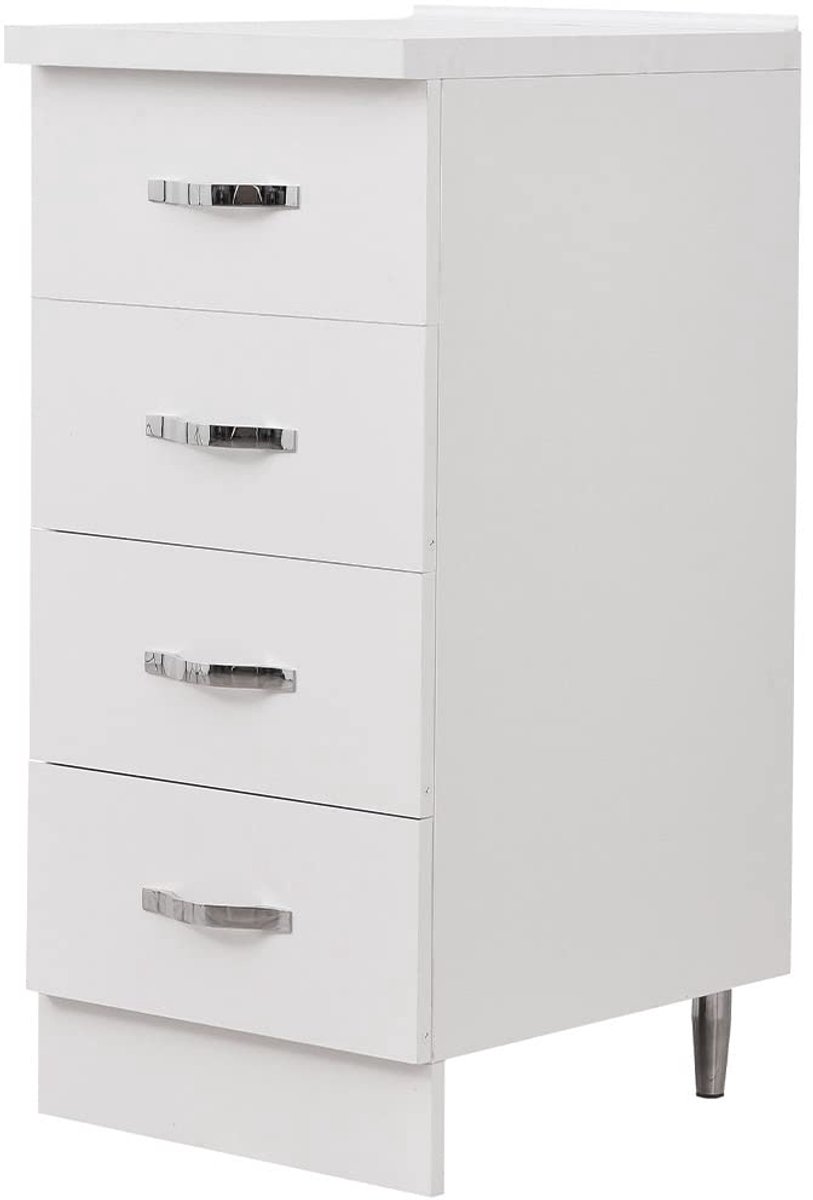 SnelShoppen - Keuken Commode met 4 Laden, Organizer van Massief en Duurzaam Hout, Wit, 40 x 50 x 85 cm - Ideaal voor Keuken en Opslag
