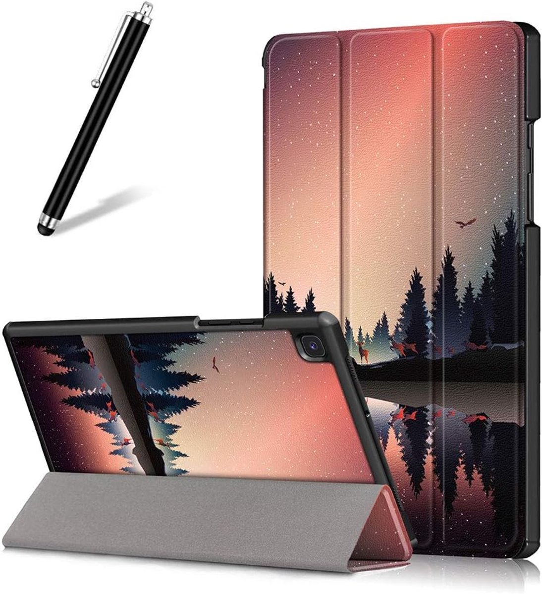 SnelShoppen - Ultra Slim Lichtgewicht Lederen Hoesje voor Samsung Galaxy Tab A7 2020 10.4 T500/T505/T507 - Tri-Fold Stand Cover Flip Folio Beschermhoe