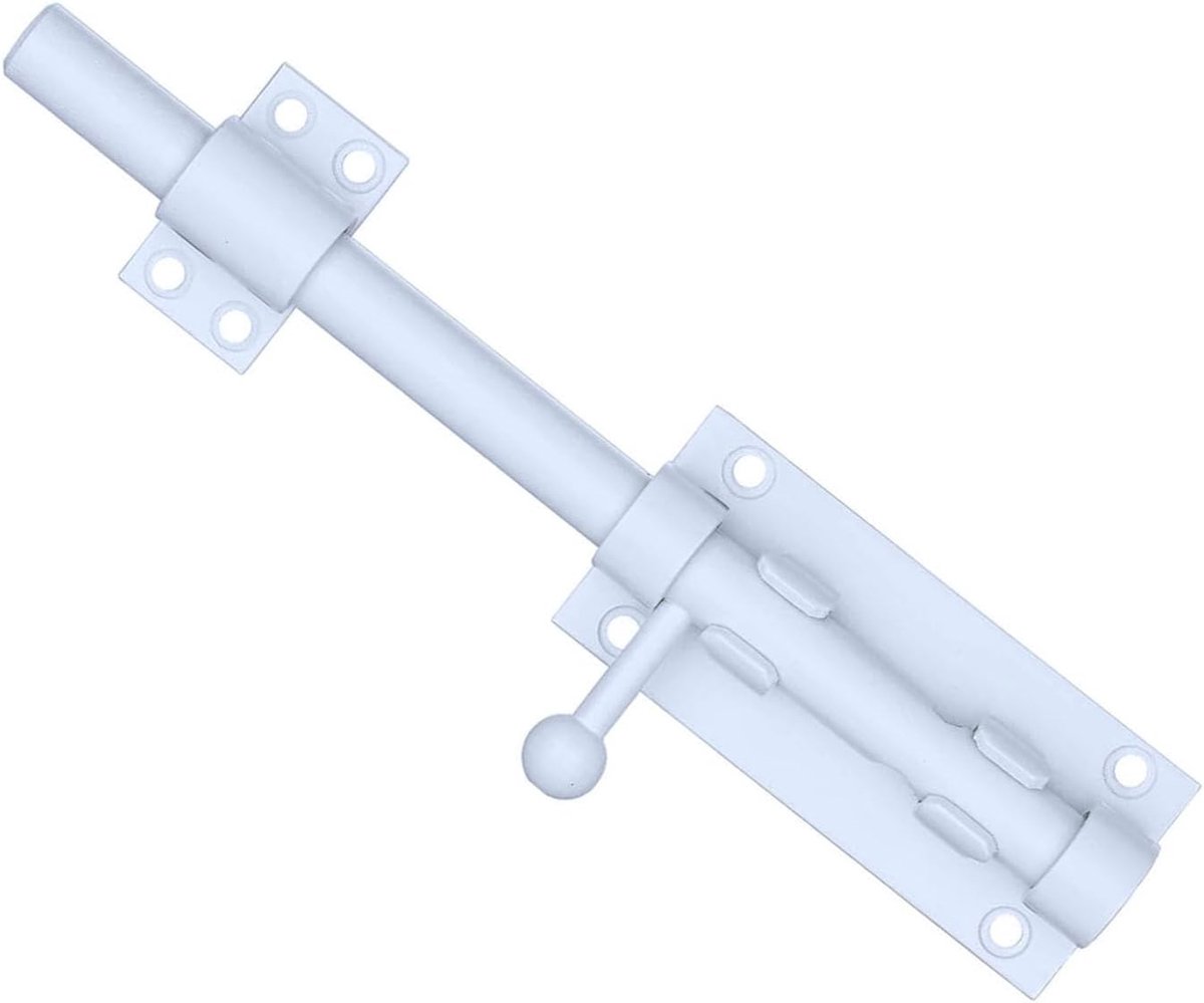 SnelShoppen - Heavy Duty Schuifpoort Hangslot met Padlock Opening, 304 RVS Veiligheidsdeur Slot, 12mm Dia. Schuifbeugel, 200mm Wit, Geschikt voor Poor