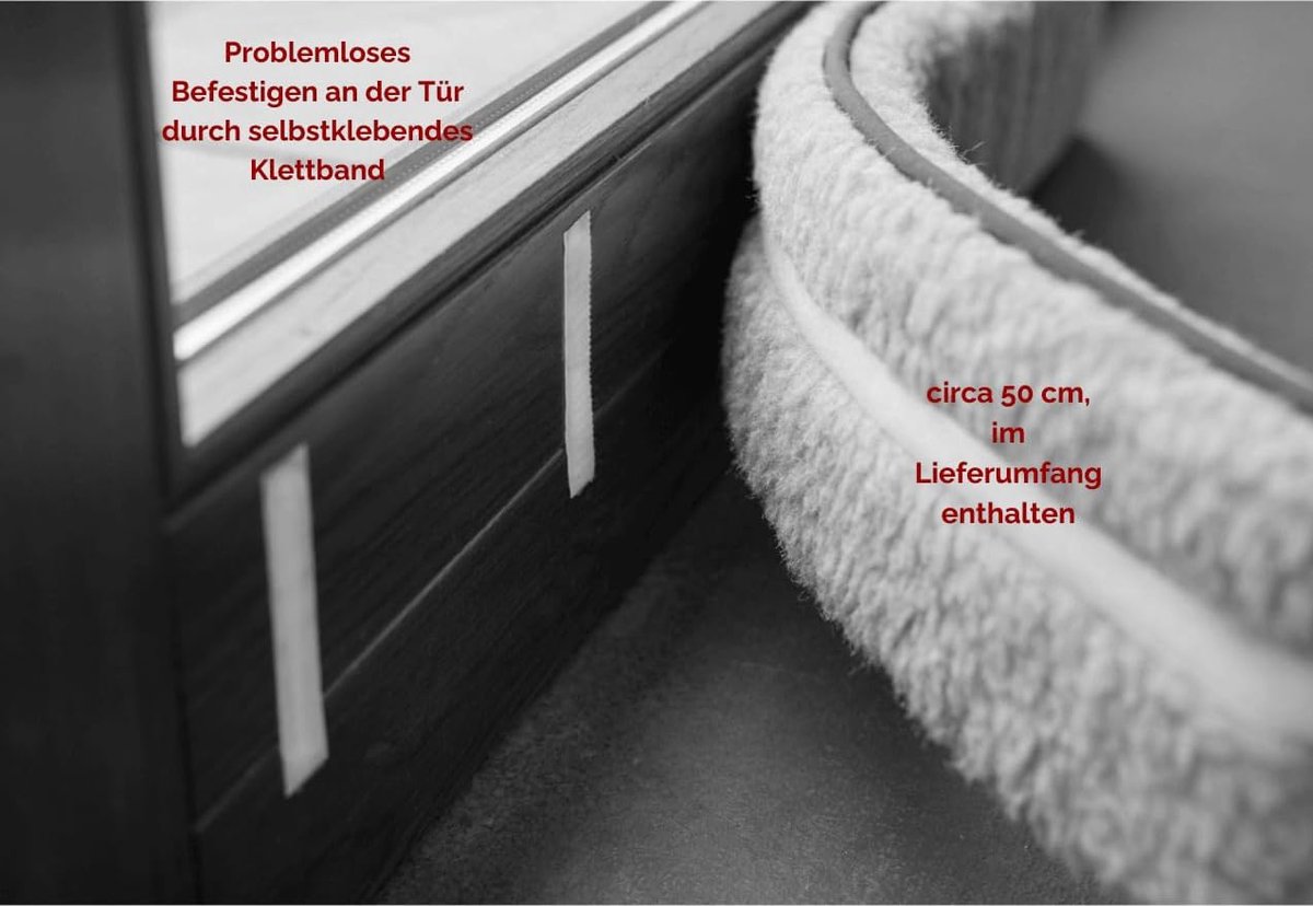 SnelShoppen - 100 cm Vilt Draagstrip voor Deuren - Grijze Wol - Bespaar op Verwarming - Zelfklevende Velcro - Energie Efficiëntie - Ideaal voor Thuis