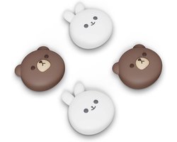 SnelShoppen - Thumb Grip Caps voor Steam Deck OLED/LCD, Silicone Thumbstick Covers voor PS Portal - Dikke Beer en Glimlachende Konijn, Comfortabel en