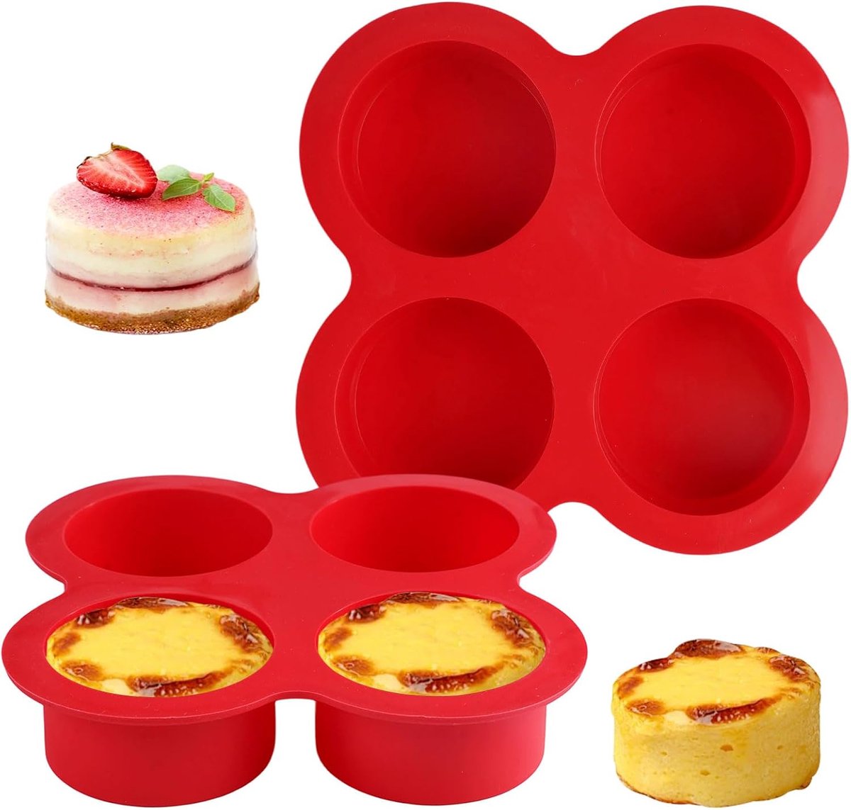 SnelShoppen - 2 Mini-Siliconen Muffinvormen met 4 Kopjes, Herbruikbare Muffinbakjes voor Airfryer, BPA-vrij, Anti-aanbak Muffin Bakvorm voor Brownies