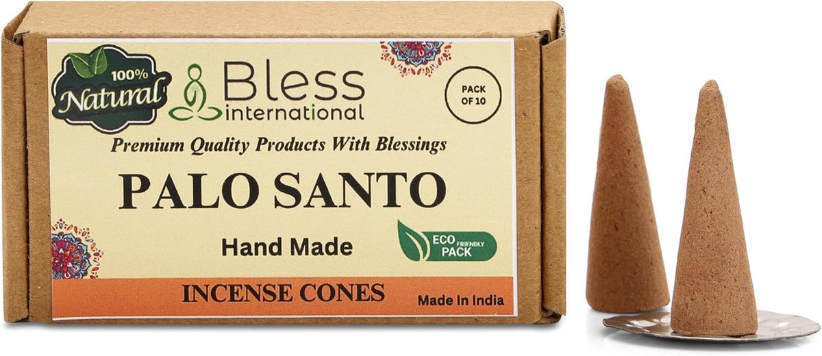 SnelShoppen - Palo Santo Incense Cones 100% Natuurlijk - Handgemaakt & Handgedipt - 10 Stuks - Voor Ontspanning, Meditatie, Yoga, Positiviteit - Chemi