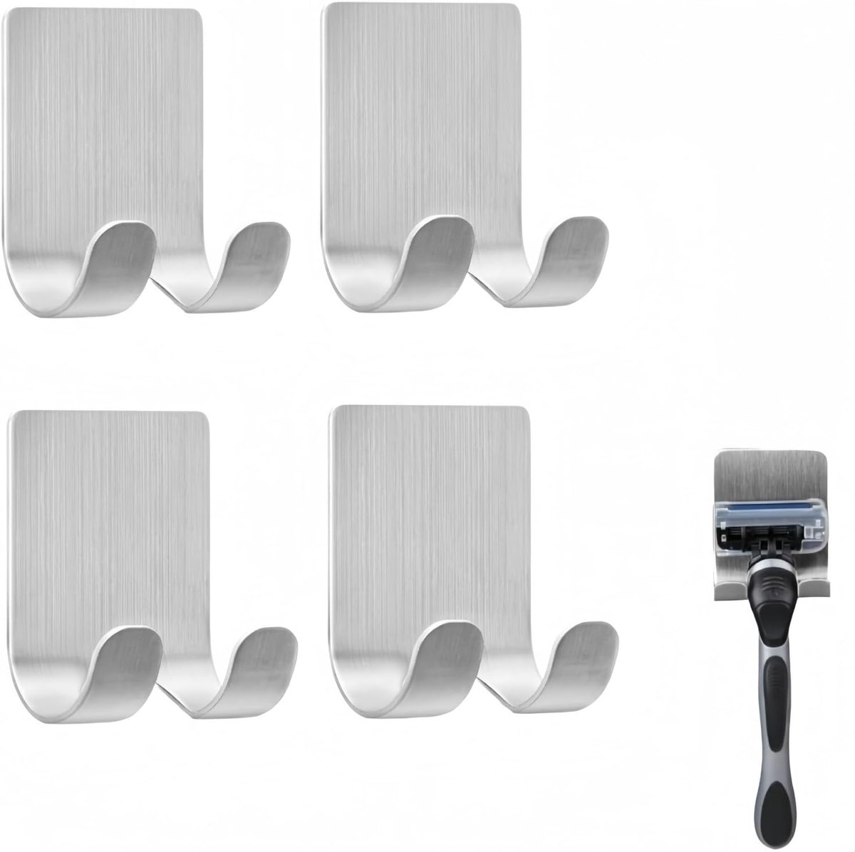 SnelShoppen - 4 Pcs Zelfklevende Scheermes Houder, Waterdichte Badkamer Scheerhouder voor Douche, Multifunctionele Haak voor Badkamer, Keuken, Woonkam