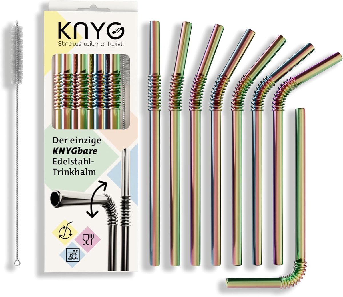 SnelShoppen - RVS Drinkstr Straw - Herbruikbare Roestvrijstalen Rietjes - Hygiënisch en Gepatenteerd - Perfect voor Thuis, Feestjes, Camping en Keuken