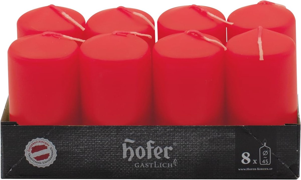 SnelShoppen - Set van 8 Rode Pillar Candles 4.5 x 9 cm - Decoratieve Kaarsen - Langdurige Brandduur van 12 Uur - Drip Wax - Ungeurend - Ideaal voor Fe