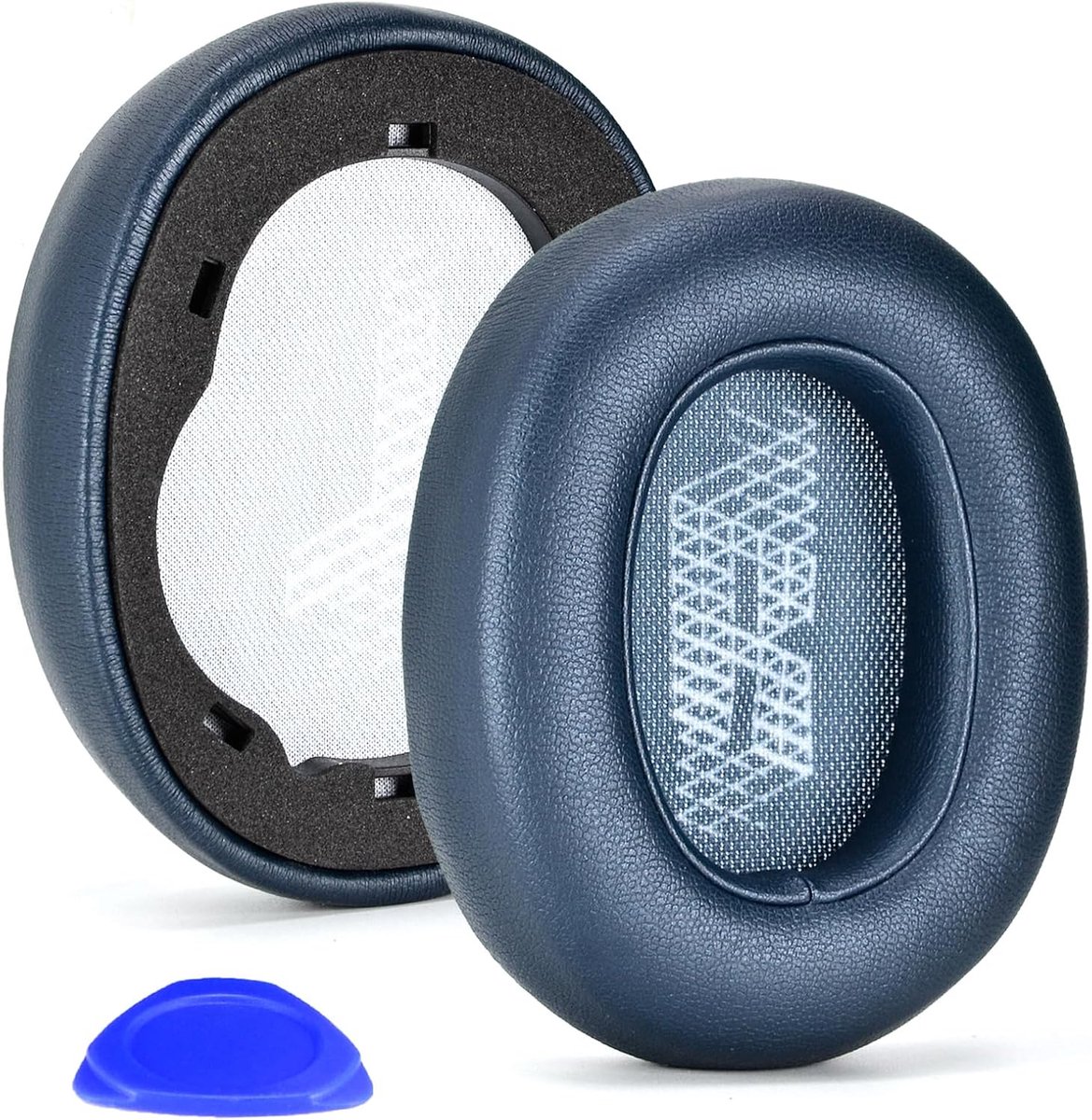 SnelShoppen - Live650 BTNC E65BTNC Oorkussens Vervanging voor JBL Hoofdtelefoons - Geheugenfoam en Kunstleer - Blauw - Perfect voor Comfortabel Luiste