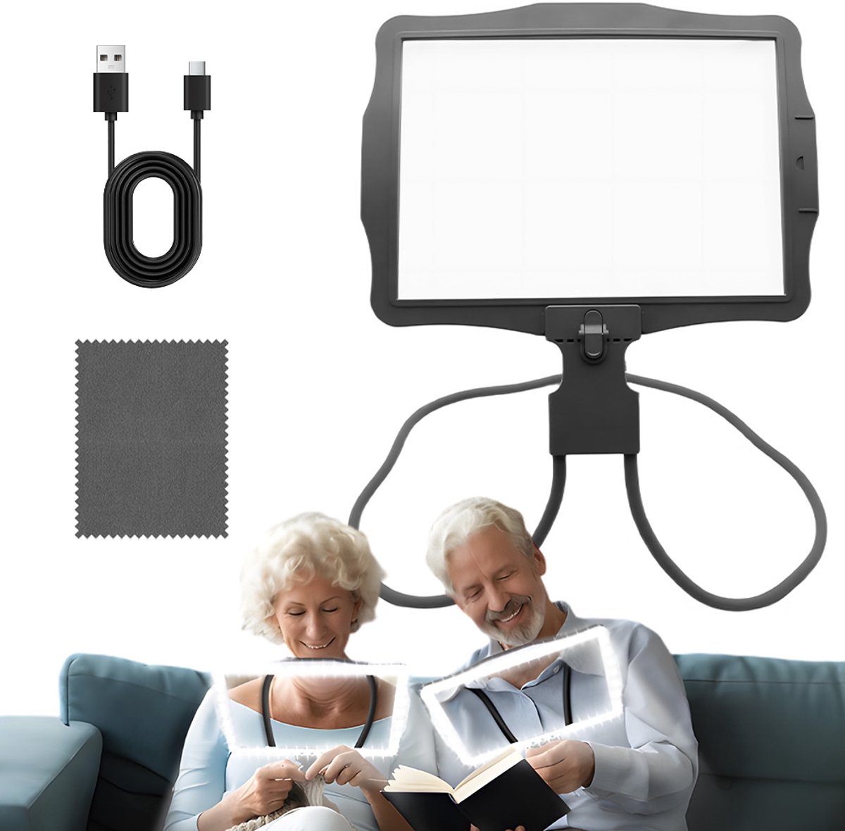 Nekloep Flexibel - Loep met LED Verlichting - Leesloep voor Ouderen - Handsfree - Slechtzienden Hulp - Voor Lezen en Knutselen - Cadeau