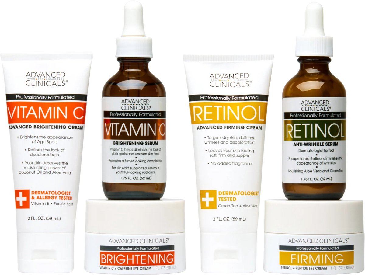 Advanced Clinicals Day-to-Night Skincare Set – Vitamine C & Retinol – 6-Delige Huidverzorgingsset