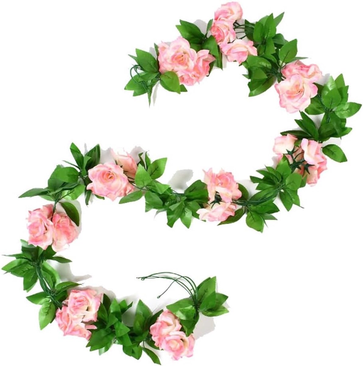 SnelShoppen - Kunstmatige Rozenkrans, 2 Stuks, 2.4 m Lange Decoratieve Bloemen, Zijde Rozen, Elegante Wreath voor Bruiloft, Feest, Tuin, Party Decorat