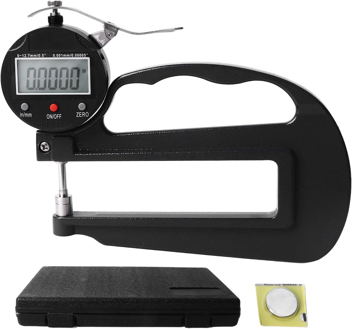 Digitale Dikte Meter voor Papier, Stof en Tape – Elektronische Micrometer met 0.001mm Resolutie en 12.7mm Bereik voor Nauwkeurige Metingen
