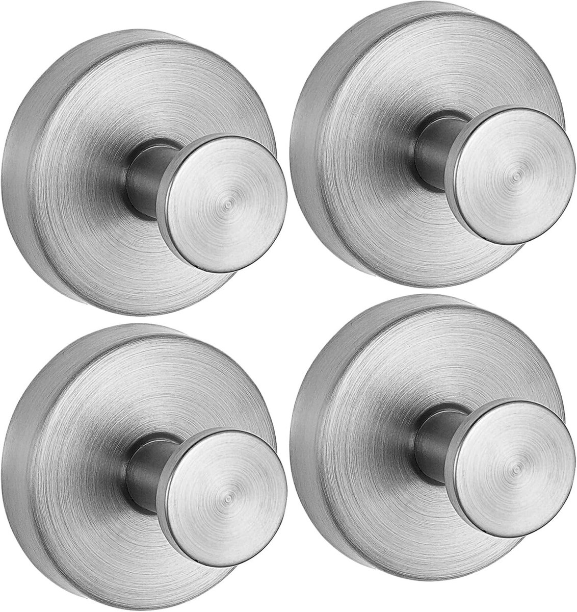 4 Stuks Zuignap Haken voor Badkamer, Douche, Keuken en Glazen Deuren - Sterke Hechting voor Handdoeken, Loofah's en Kleding tot 5kg (Zilver)