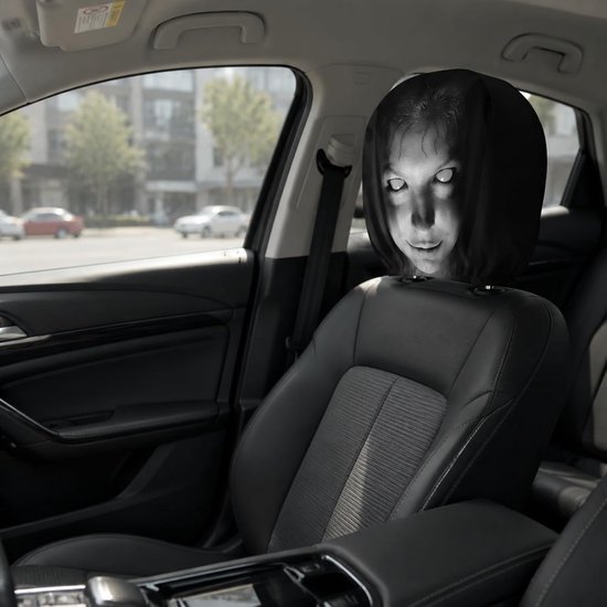 Daity 1 paar - Geestgezicht hoofdsteunhoezen - 2026 nieuwe griezelige enge hoofdsteunhoezen voor auto's - Grappig wasbaar ademend gezicht auto hoofdsteun hoes beschermer voor Halloween van daity — afbeelding 4