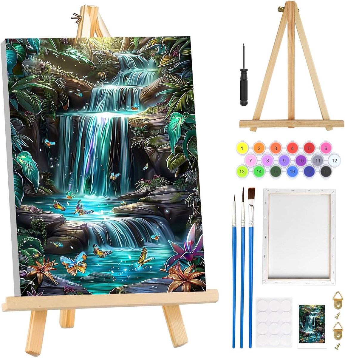 SnelShoppen - Verf op Nummer Set voor Volwassenen - Acryl Schilderkits met Frame en Ezel - Bloemen Schilderen op Nummer - 8x30,5 cm - Doe-Het-Zelf Kun