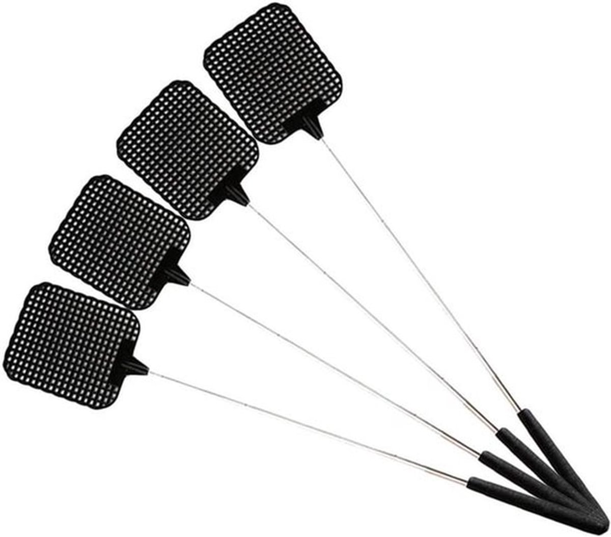 Plastic Vliegenmepper 4 Stuks Met Telescopisch Handvat - Inklapbaar - RVS - Insectenbestrijding - Thuisbenodigdheden