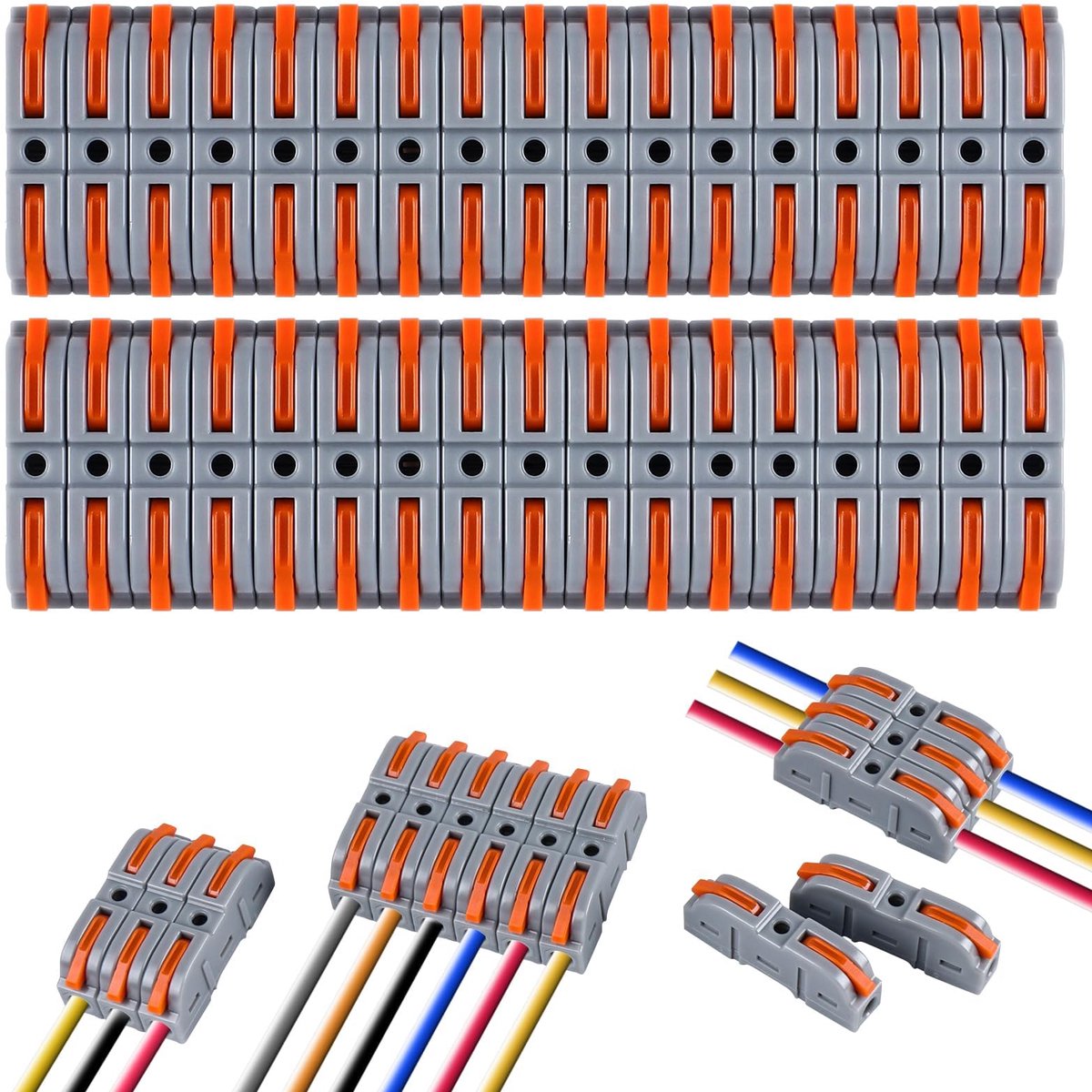 Kabelconnectoren - Klemmen - Set van 34 stuks - Geschikt voor flexibele en vaste kabels - Insteekklemmen - LT-211 verbindingsdoos - Snelkoppelingen