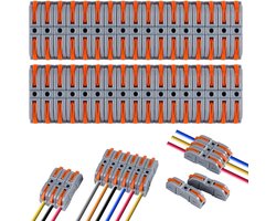 Kabelconnectoren - Klemmen - Set van 34 stuks - Geschikt voor flexibele en vaste kabels - Insteekklemmen - LT-211 verbindingsdoos - Snelkoppelingen