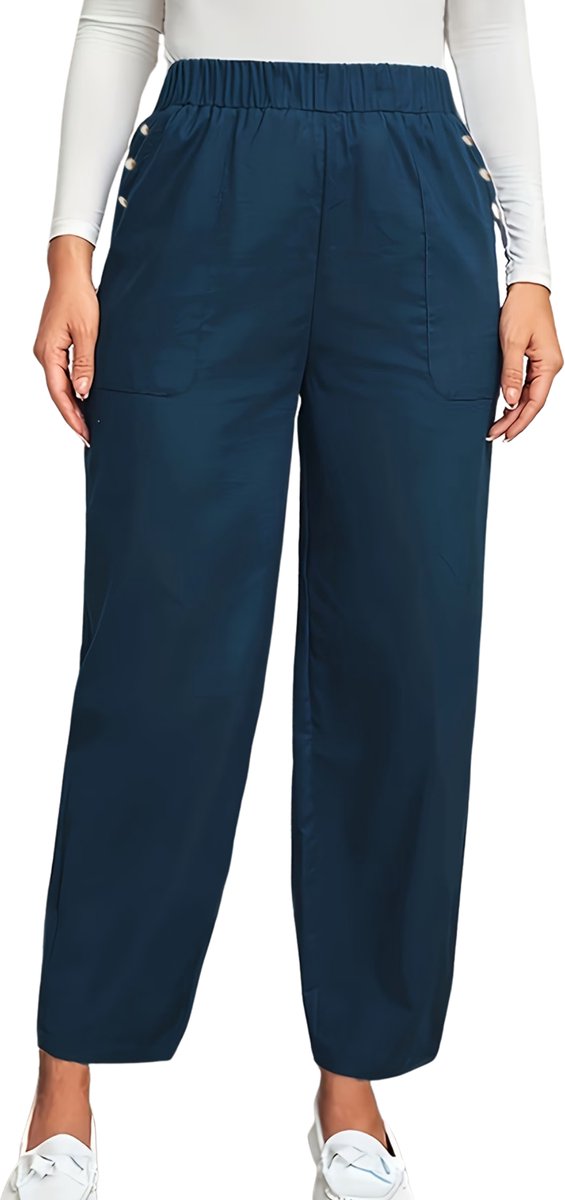 Currero Pantalon Dames Chino Golfbroek Nette Broek Met Elastische Tailleband Volwassenen Blauwe Marine