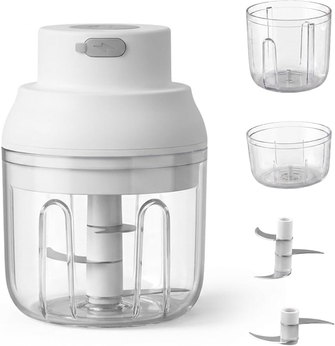 Elektrische Knoflooksnijder - Nieuwe Huishoudelijke Voedselmolen - 100ml en 250ml - Mini Hakmachine voor Knoflook Gember Vlees en Fruit - Wit
