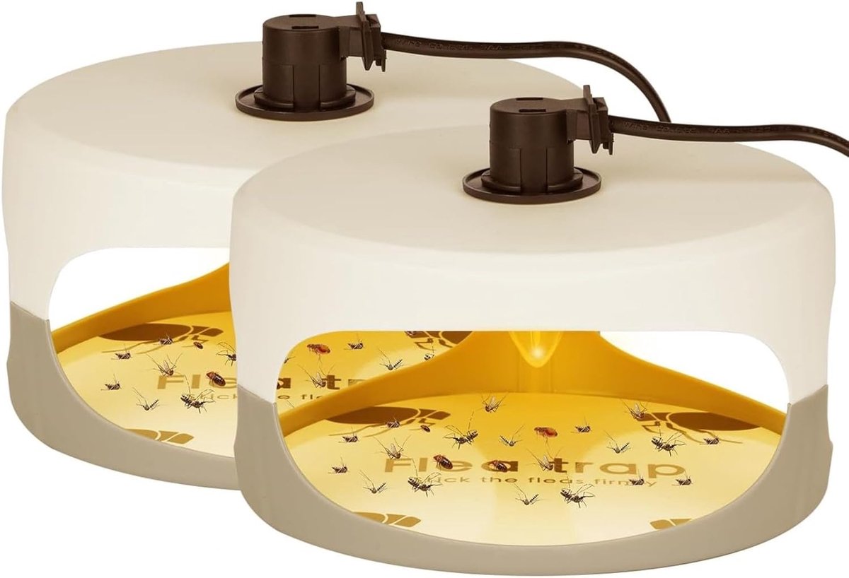 SnelShoppen - 2pcs Anti-Vlooienvallen voor Thuis, Luminous Vlooienvangers met Adhesieve Schijven en 12 x Lampjes, Effectieve Insectenbestrijding voor