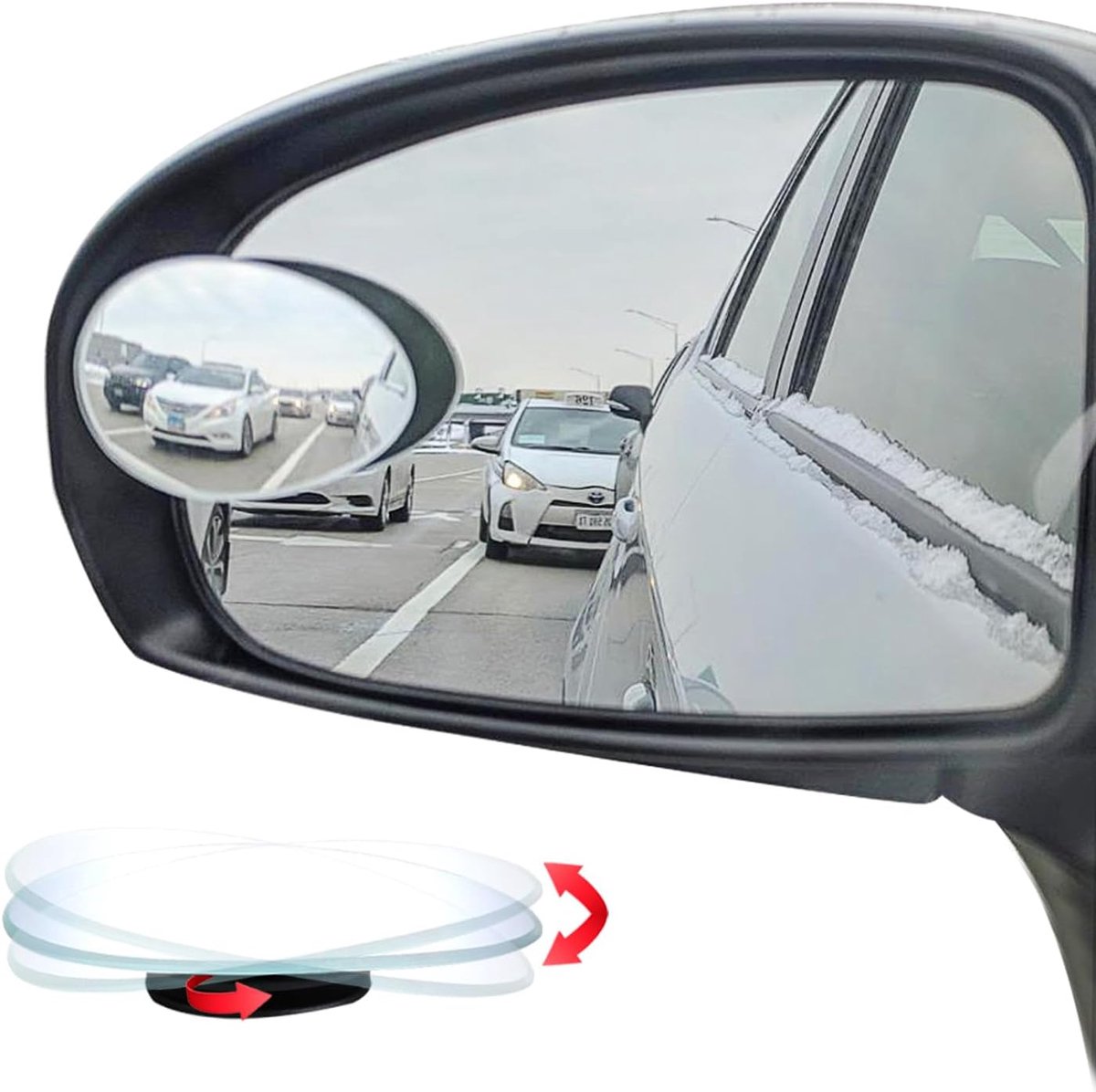 SnelShoppen - Oval Blind Point Mirror - HD Glas Frameless Plakbare Convex Brede Hoek Achteruitkijkspiegel voor Auto Blind Spot - 2 Stuks