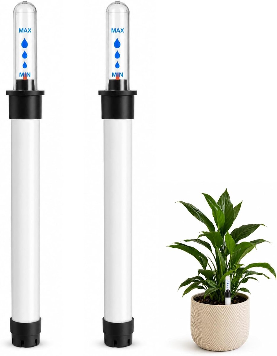 SnelShoppen - Set van 2 Waterniveau-Indicatoren voor Planten - Mechanische Gietindicator 22,8 cm - Rode Vlotters - Nauwkeurige Waterophoping - Zonder