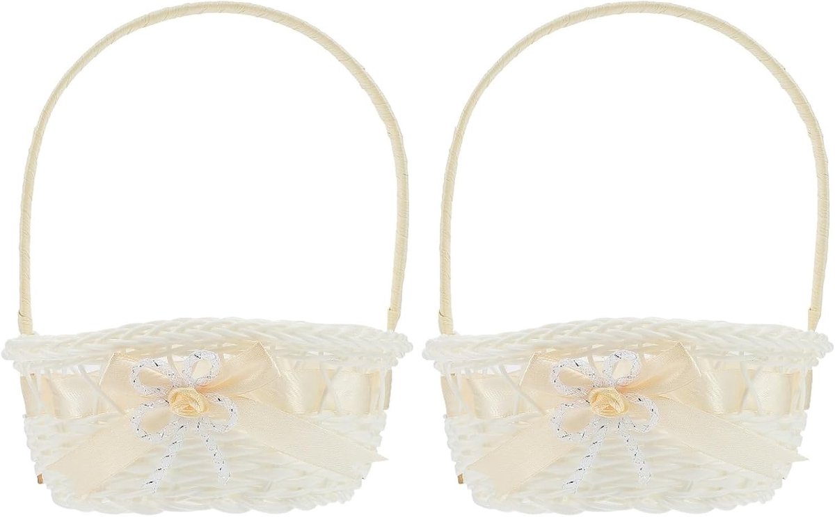 2 Stuks Geweven Bloemenmanden, Handgemaakte Opbergmanden voor Planten, Decoratieve Mand voor Bloempotten en Tuinaccessoires