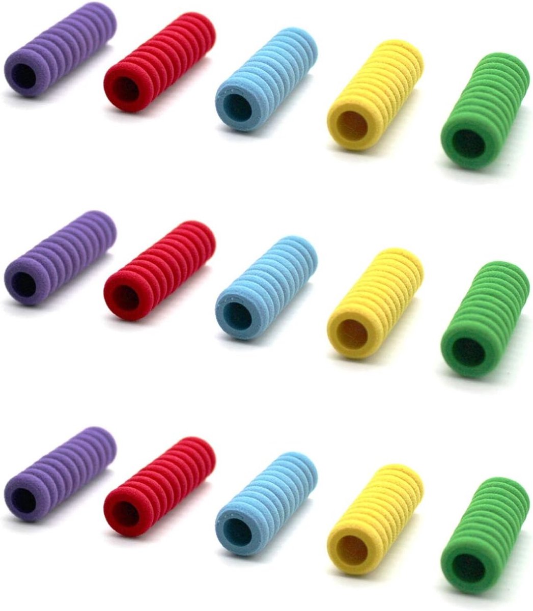 Zachte Padded Schrijfhulp met 40 Stuks, Antislip Pen Grip en Potloodhouder voor Kinderen en Volwassenen, Multicolor