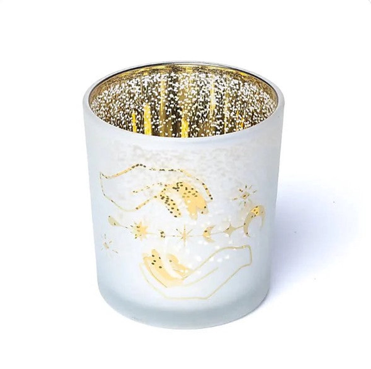 Sfeerlicht matglas/metallic spirituele handen 7,3 x 8cm