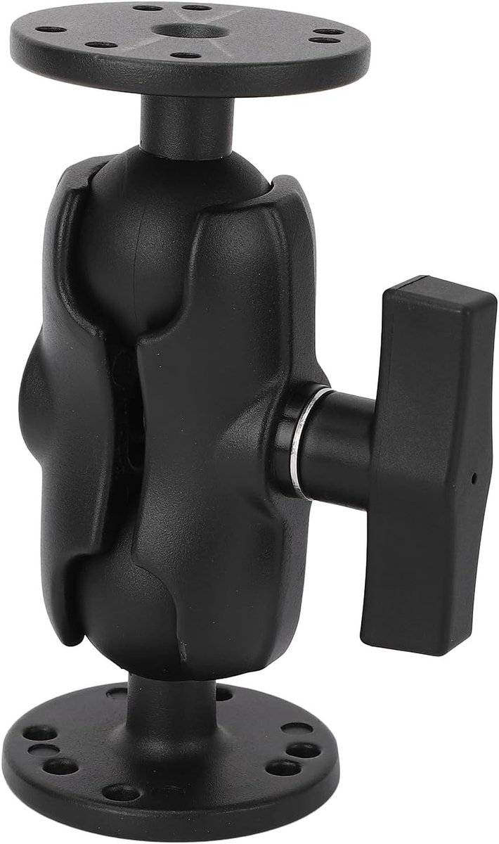 Dubbele Ballenhouder met Twee Ronde Platen, Geschikt voor 1.5 Inch C Size Ball, Visvinder Bevestiging en Verstelbare Montagearm voor Trucks