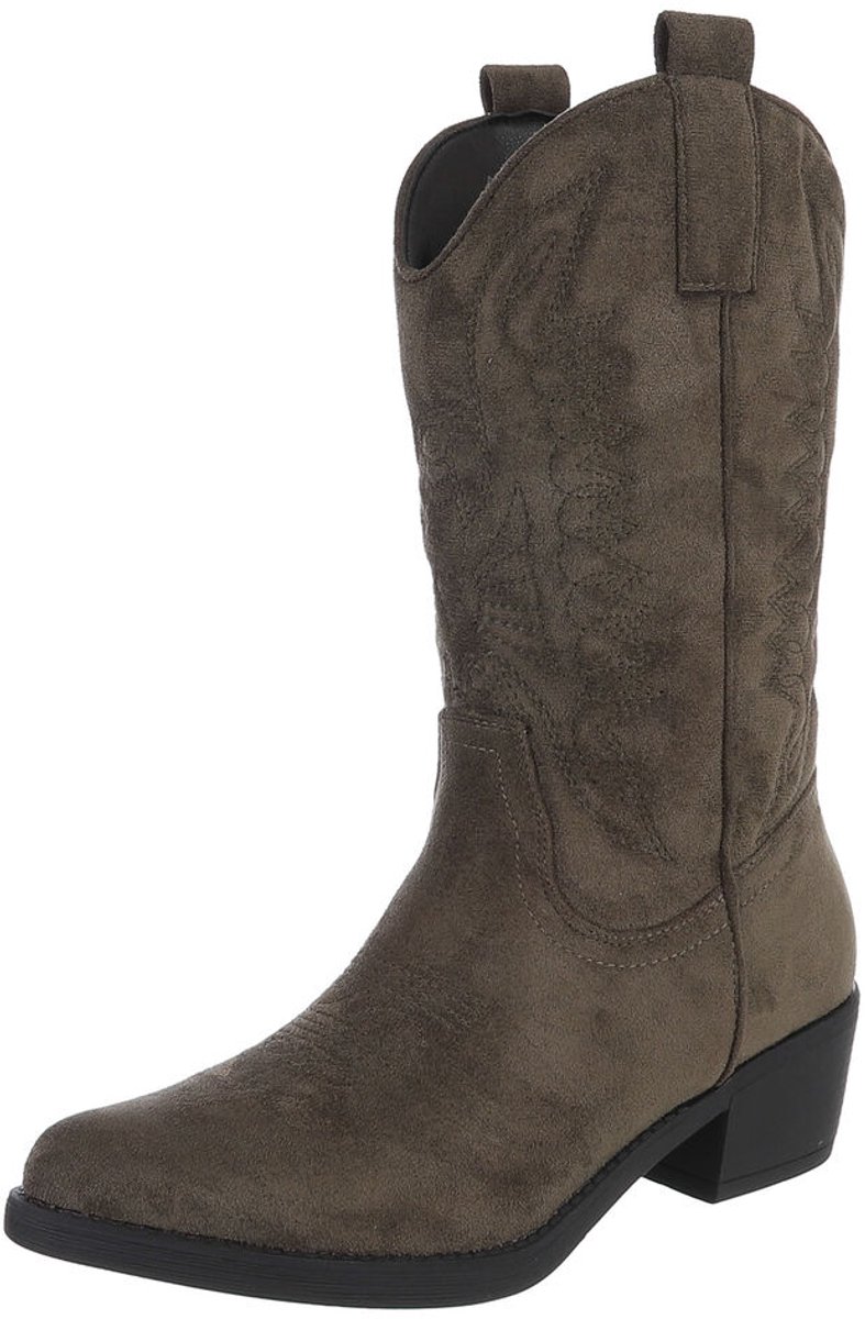Enkellaars - westernlook blokhak - dames Mt:37