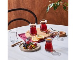 Karaca irem Turkse Theeglazen Set – 6-delig – 6 Personen – 132 ml – Helder Glas – Luxe Theeglazen