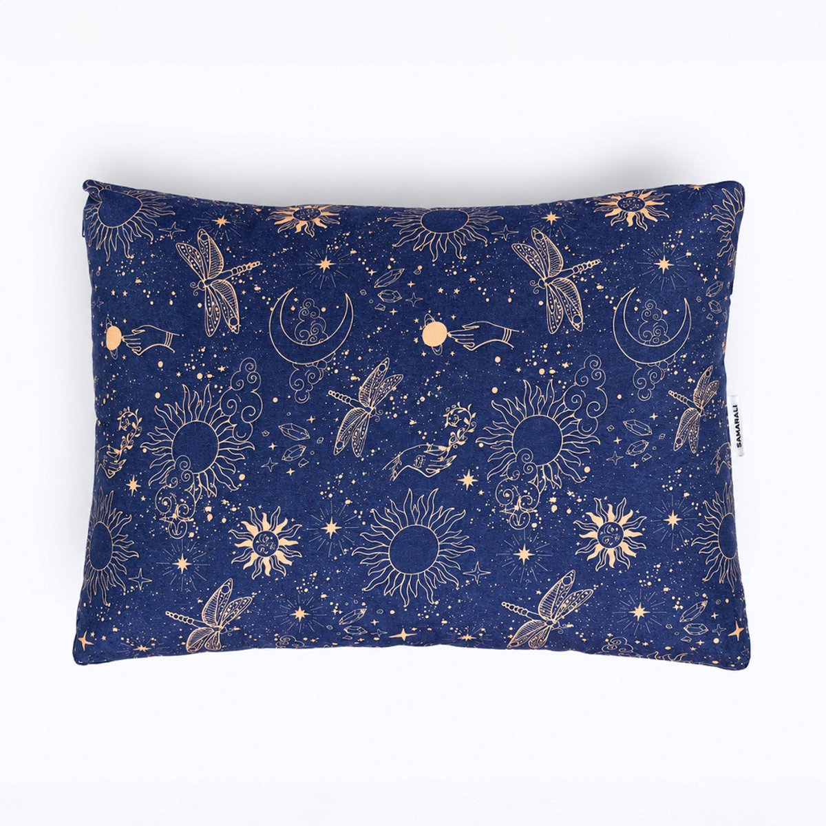 Samarali Savasana kussen Cosmic blue – yogakussen en nekkussen – GOTS-gecertificeerd biologisch katoen, meditatiekussen met kapok vulling, 40x30x4.5 cm