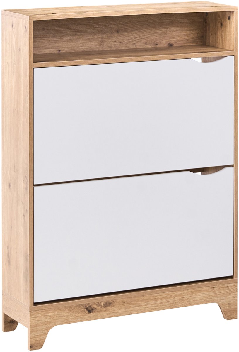 GATTON - Schoenenkast - Wit/Lichtbruin - MDF