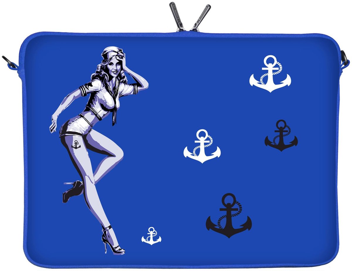 SnelShoppen - Neopreen Laptop Sleeve 15,4-15,6 inch - Lichtblauwe Beschermhoes voor Notebook - Draagtas voor School, Werk en Reizen